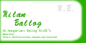 milan ballog business card